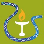 absract of a candle on green background