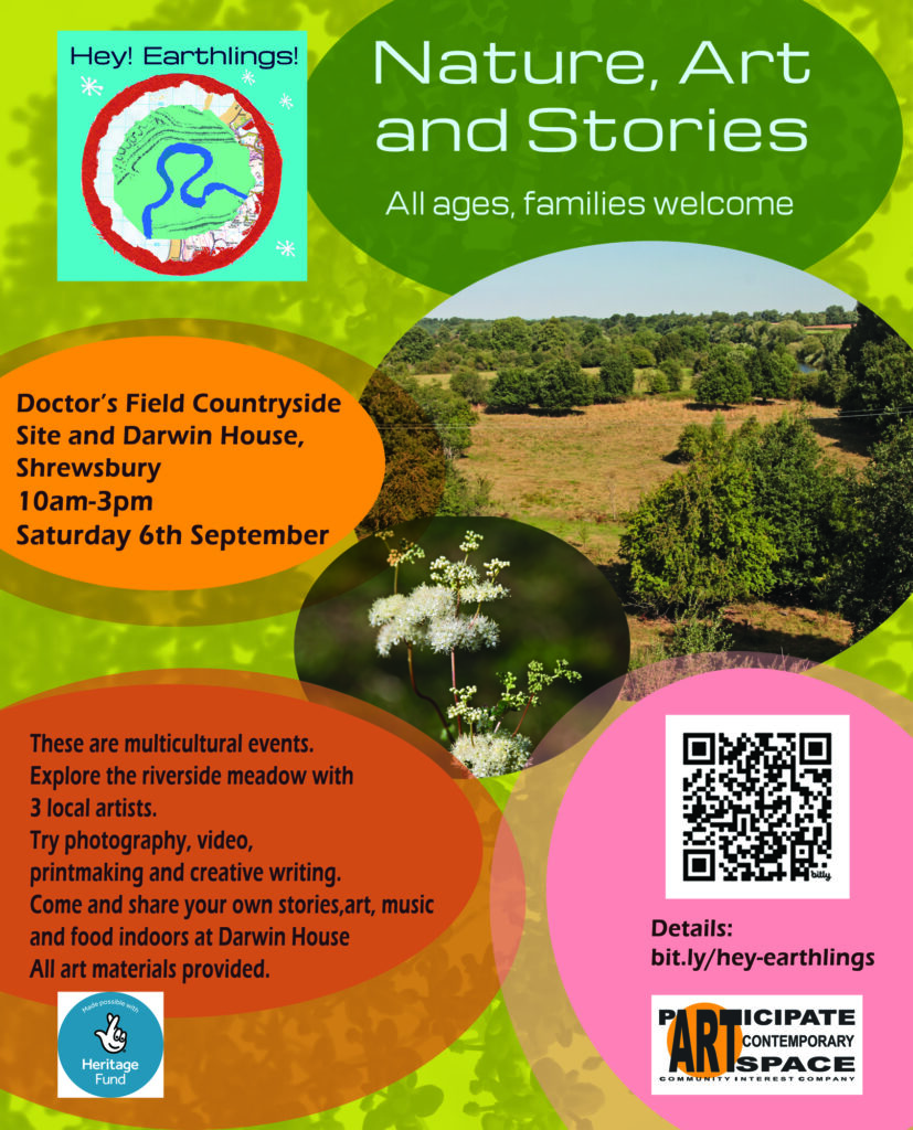 Event Flyer for Doctor's Field Countryside Site and Darwin House, Shrewsbury 10am-3pm Saturday 6th September