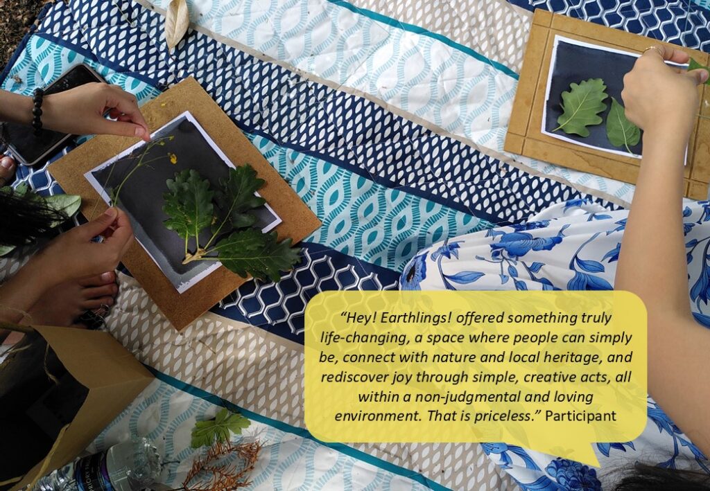 Participants preparing cyanotype prints